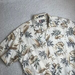 Vintage Chaps Ralph Lauren men's floral loop collar cotton short sleeve shirt xl